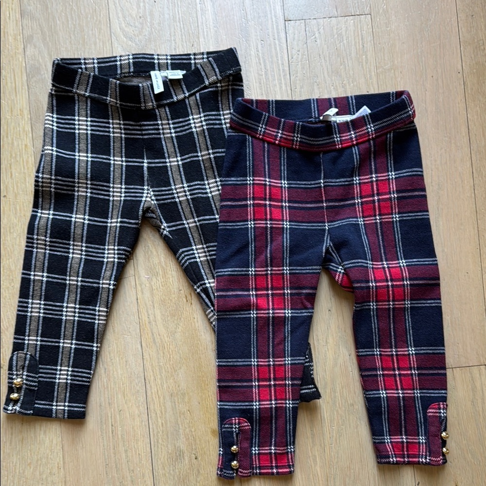 Janie and Jack Tartan Button Cuff Ponte Pants (Both pairs!)